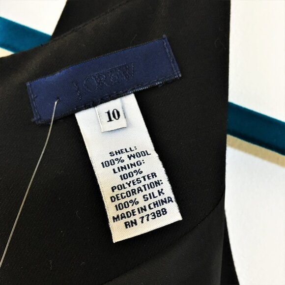 nwt sz 10 Elegant J.CREW Ruffle Sheath Dress Super 120s Wool black - Picture 8 of 11